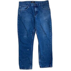 Diamond Stash Paint Splatter Jeans Size 36 Blue Denim Straight Leg